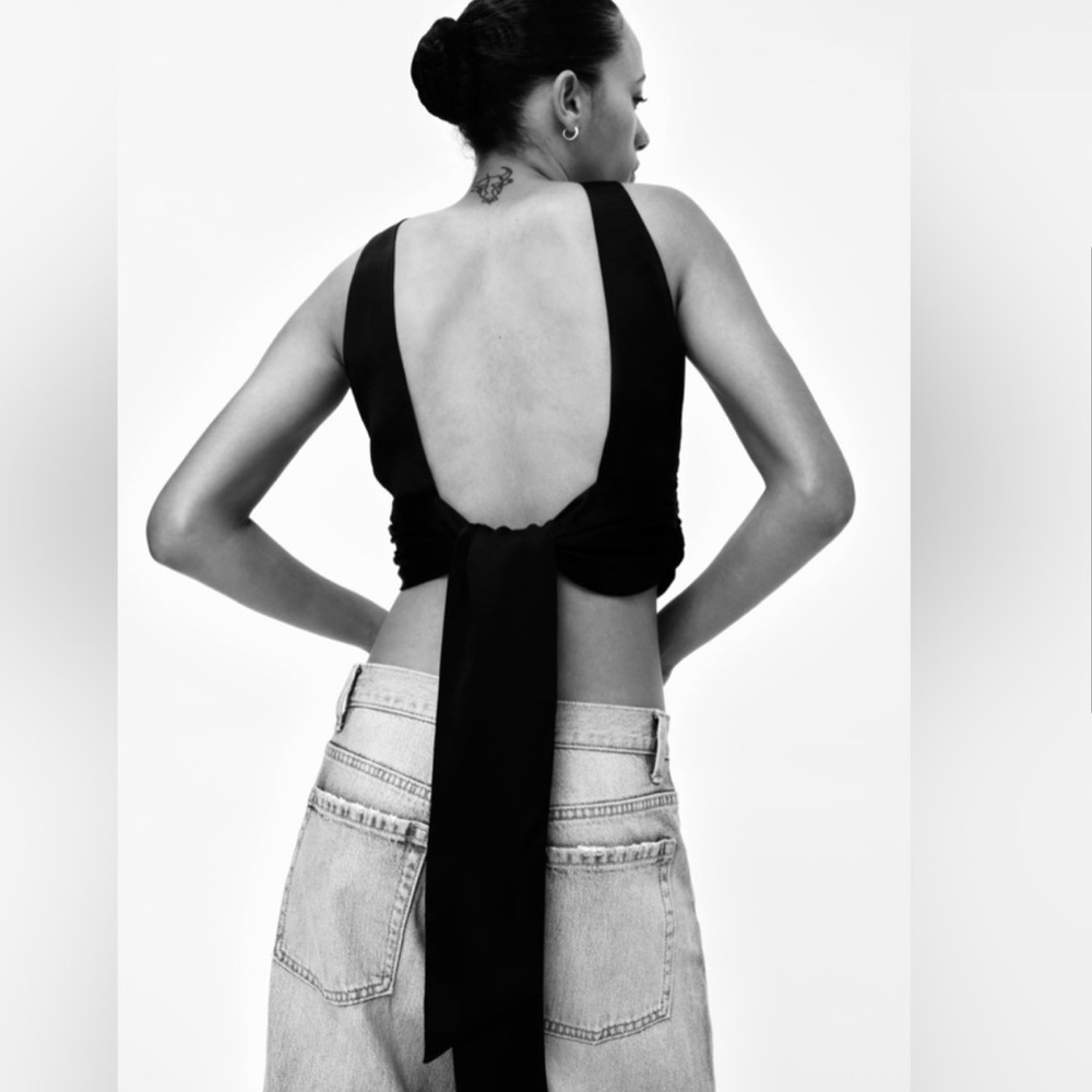 Zara Open back satin effect top